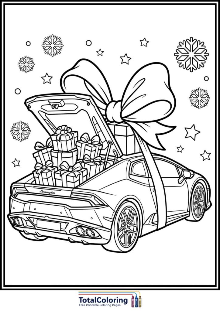 Christmas Lamborghini coloring page
