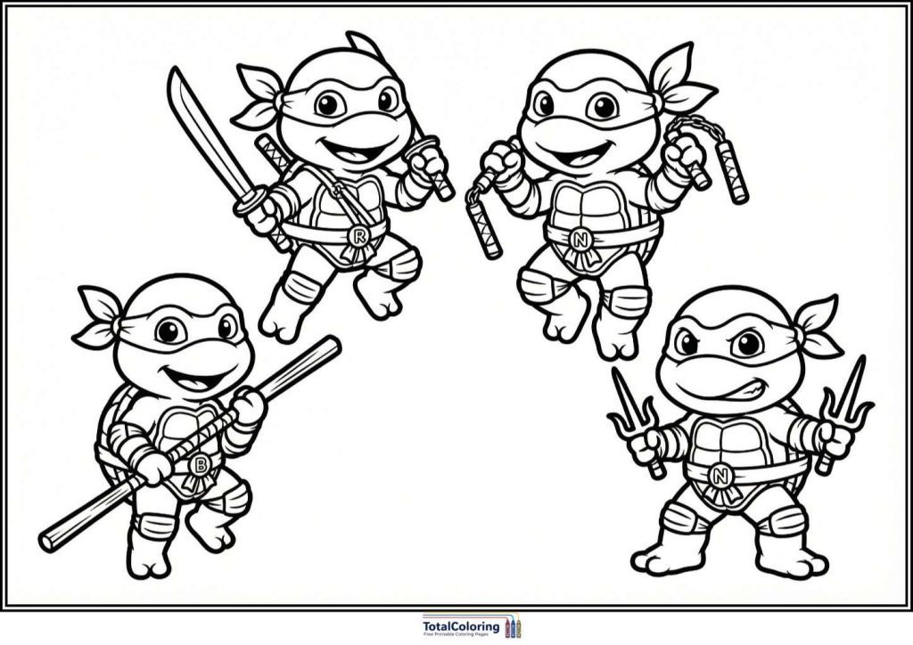 Ninja Turtles Coloring page cute kids