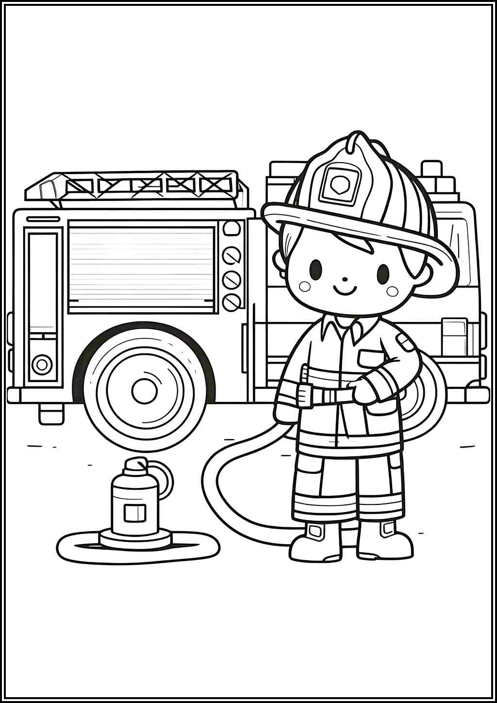 A Cute Firefighter Coloring