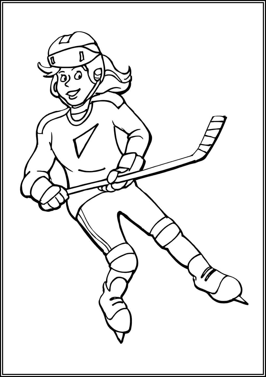 A Girl Plays Hockey Coloring