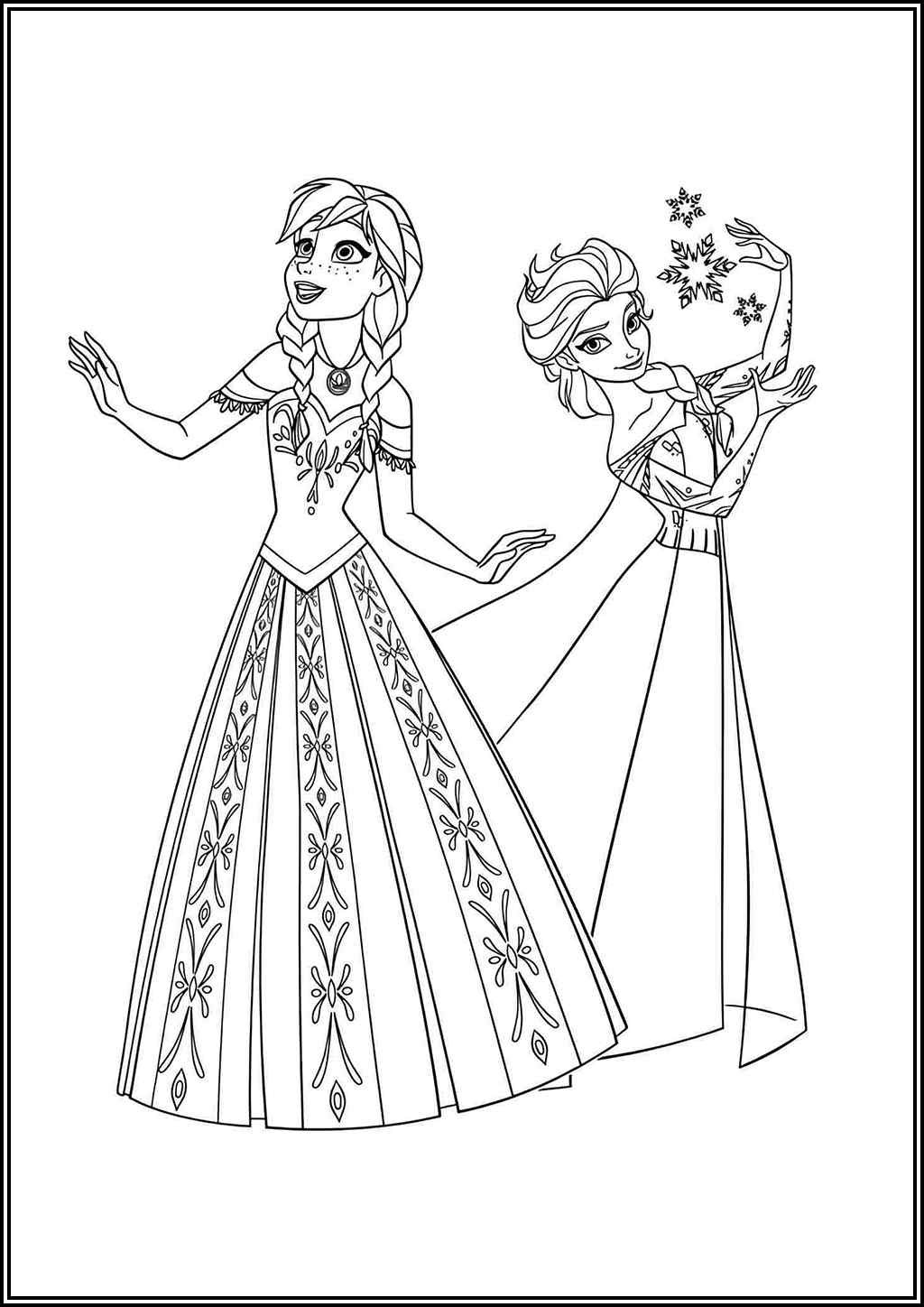 Anna And Elsa Coloring