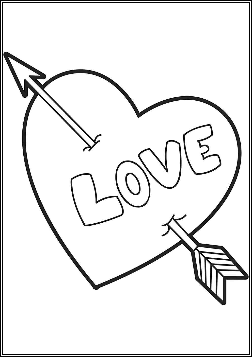 Arrow Through The Heart In Valentine Coloring