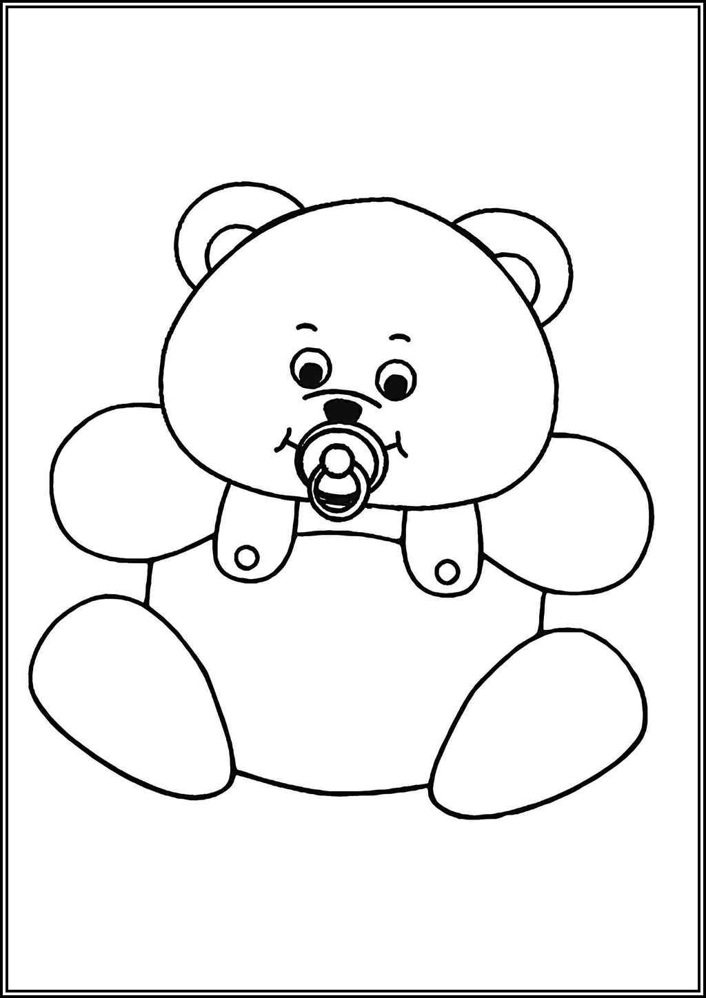 Baby Teddy Bear With Pacifier Coloring