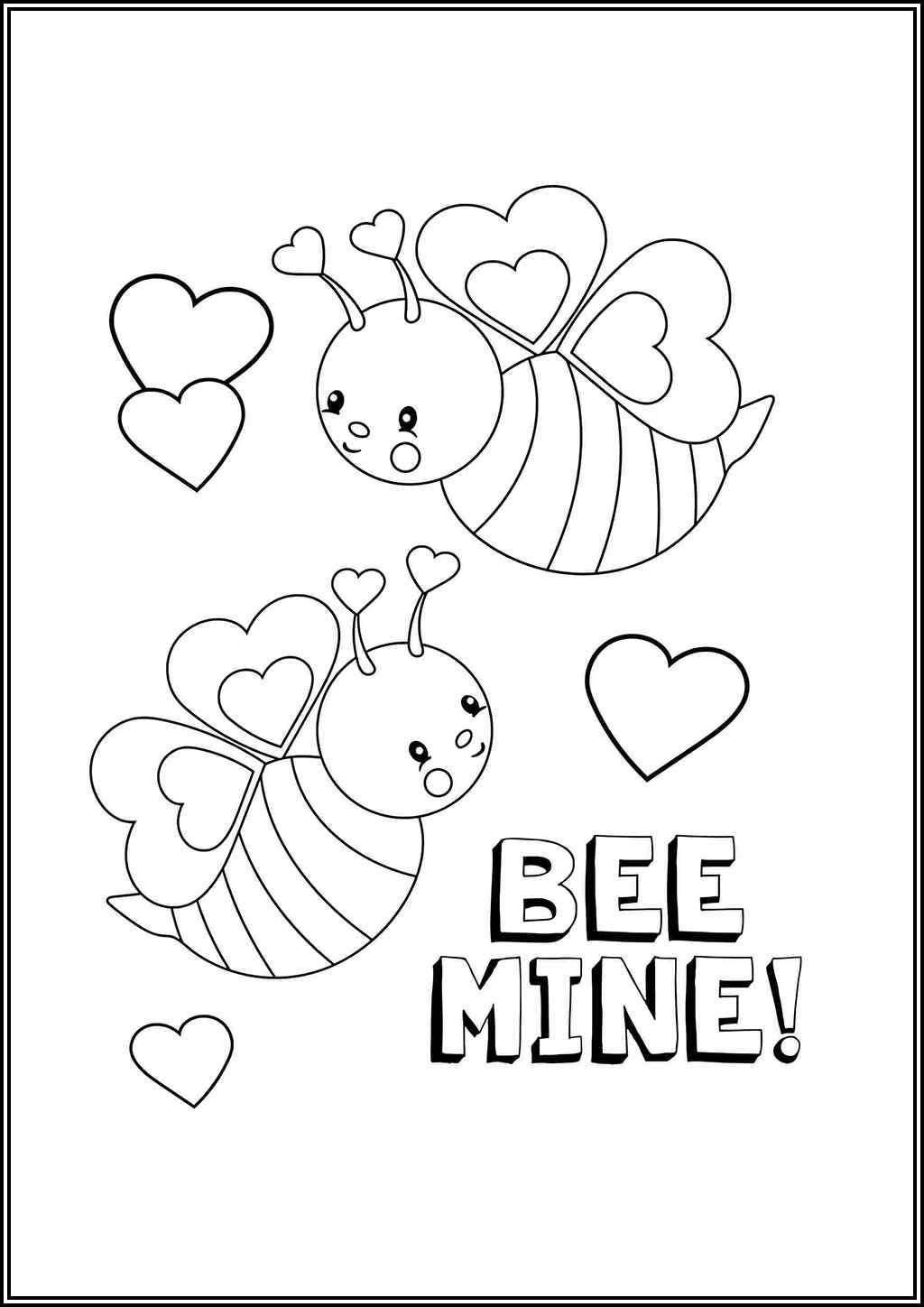 Bee Mine In Valentine Coloring