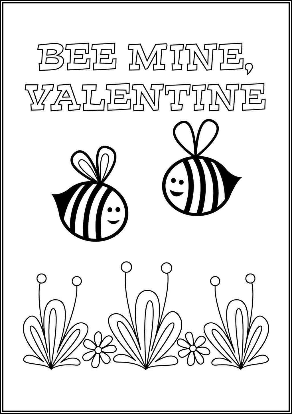 Bee Mine Valentine Coloring