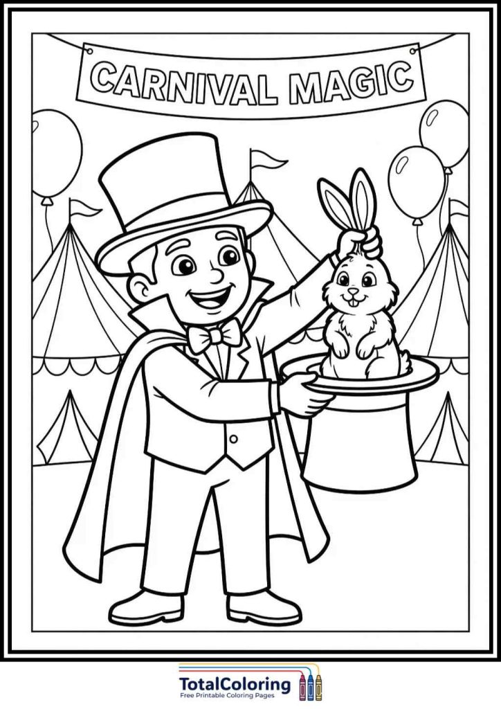 Magician & Rabbit carnival coloring pages