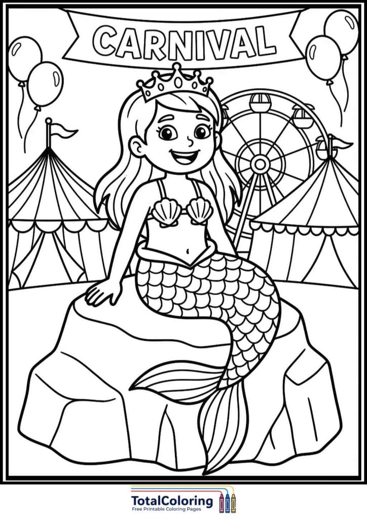 Little Mermaid carnival coloring pages
