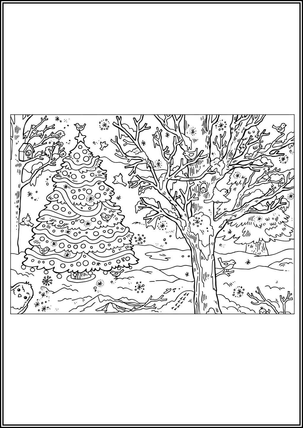 Christmas Tree In The Forest Coloring
