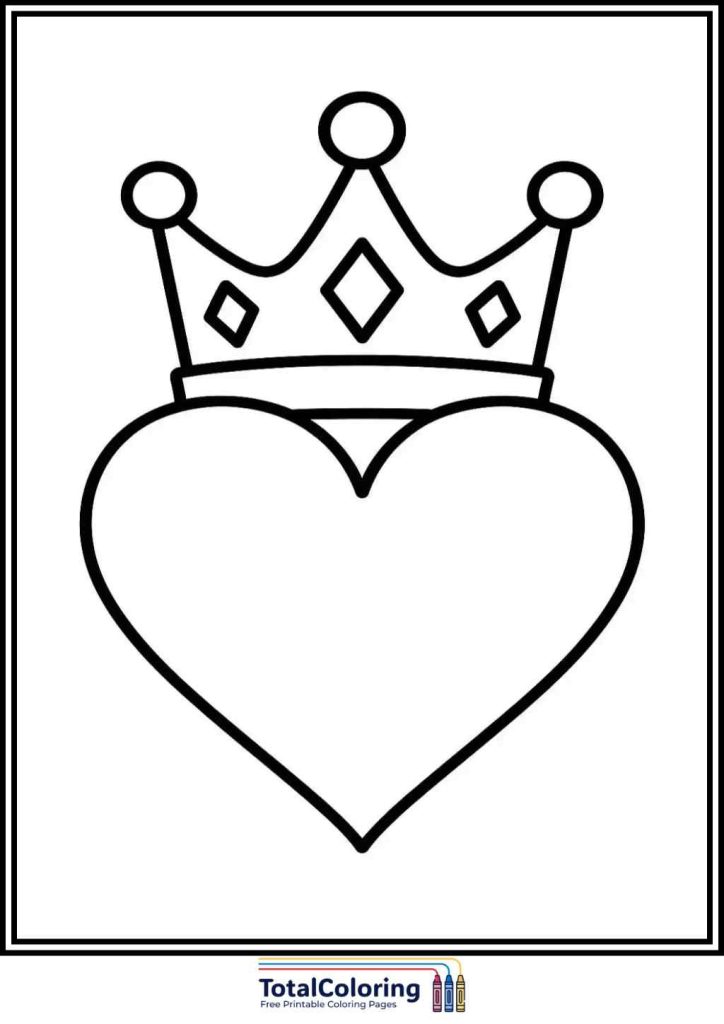 crowned heart coloring page