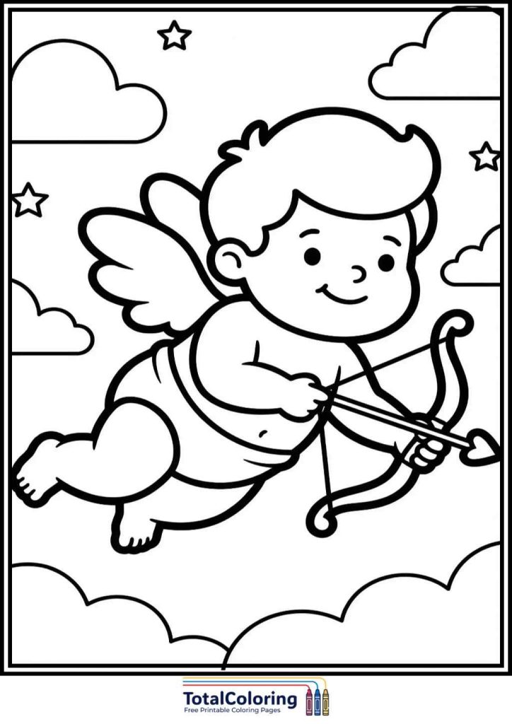 cupid clouds coloring page