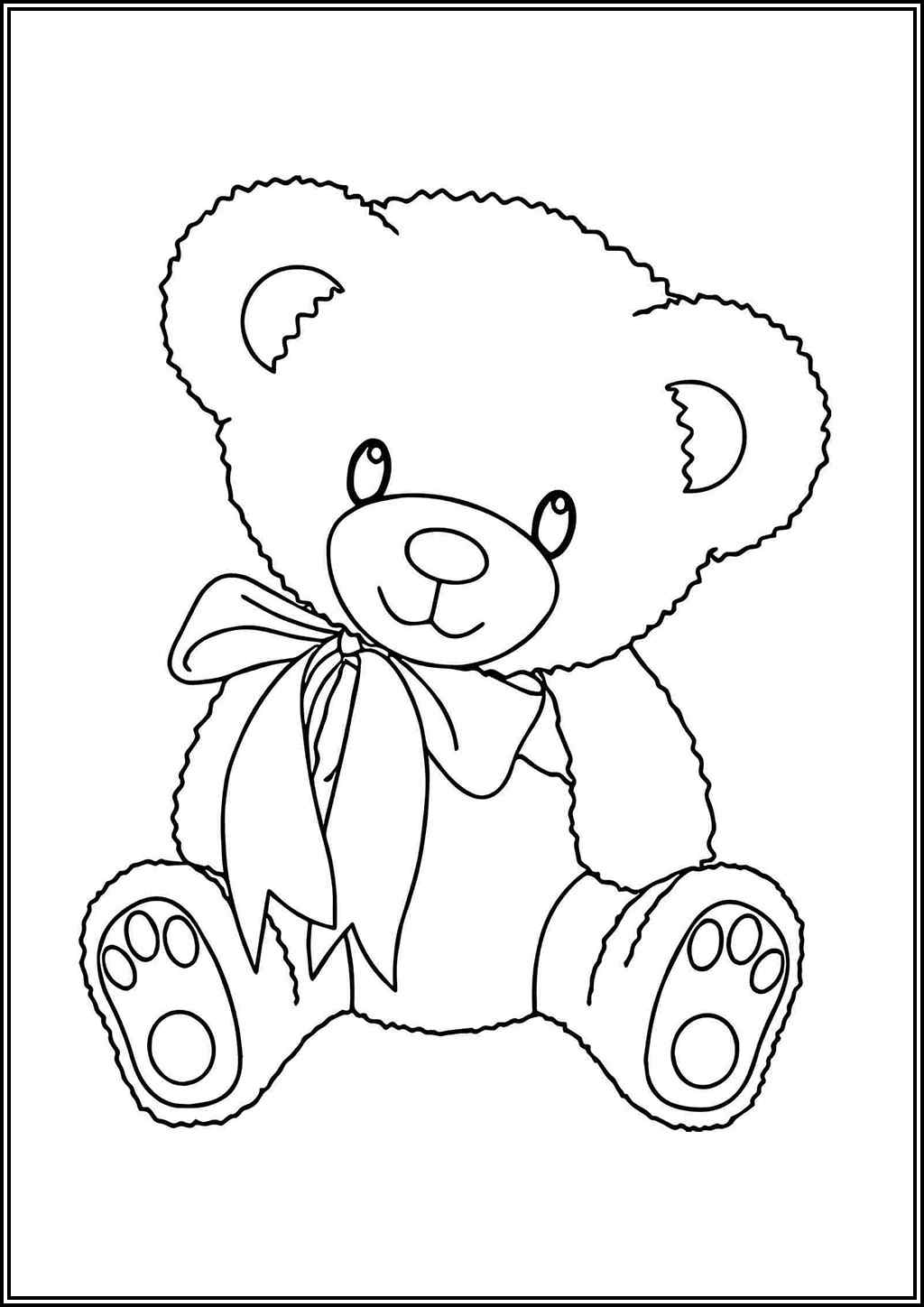 Cute Teddy Bear Sitting Coloring