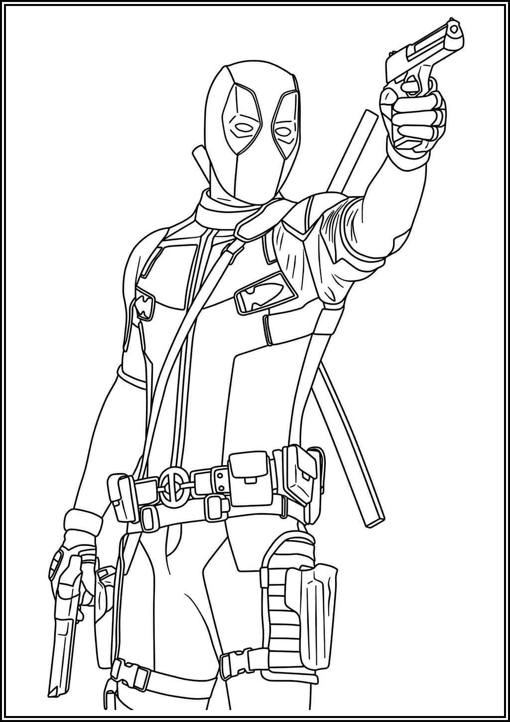 Deadpool With His Gun Coloring
