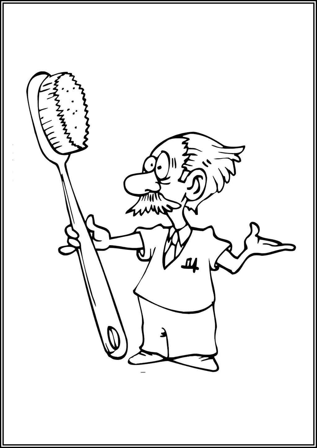 Dentist And Big Toothbrush Coloring