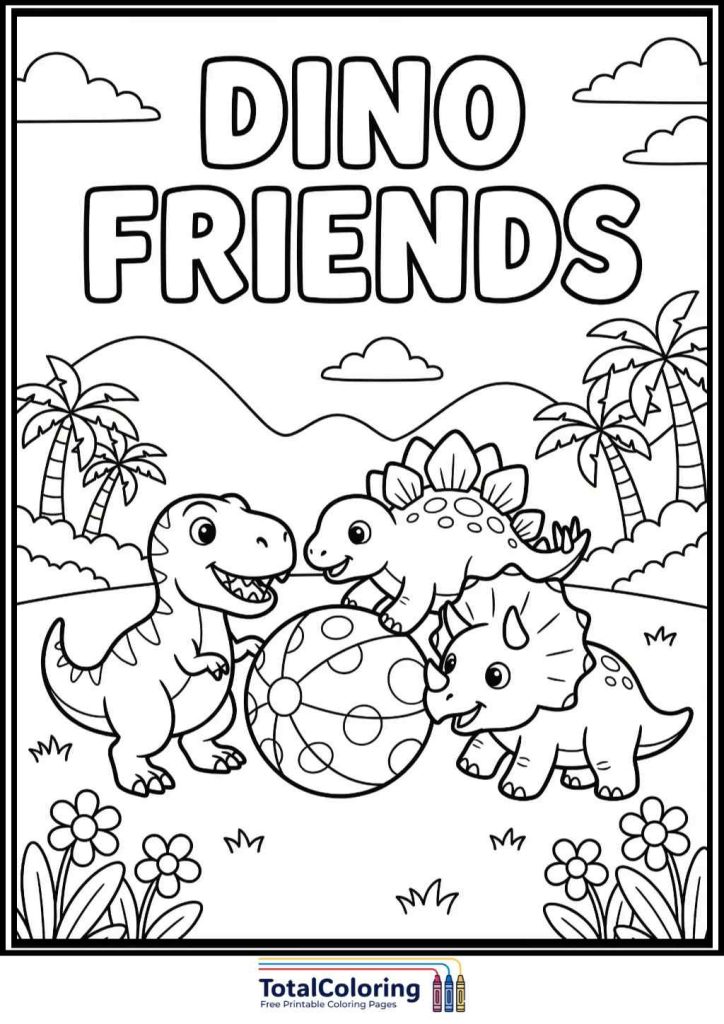 dino friends coloring page