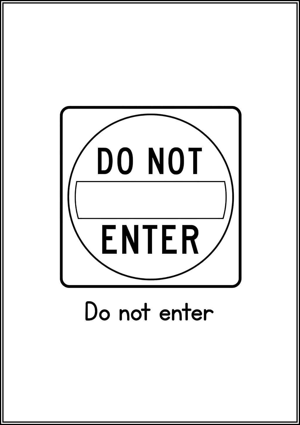 Do Not Enter Road Sign Coloring