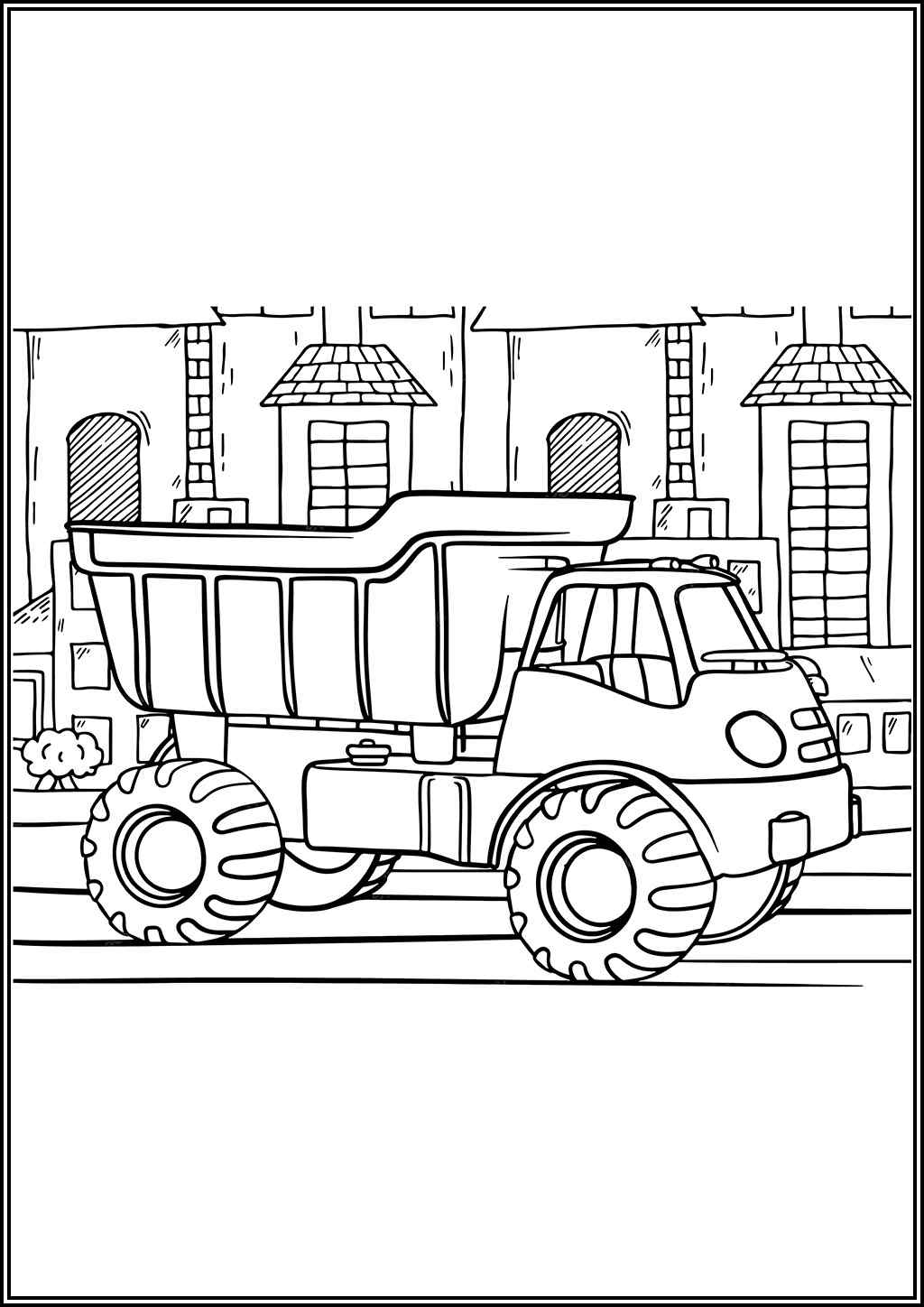 Dump Truck In The City Coloring