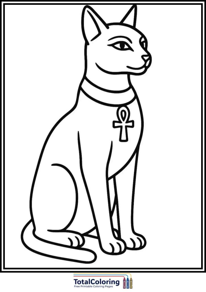 egyptian cat ankh coloring page