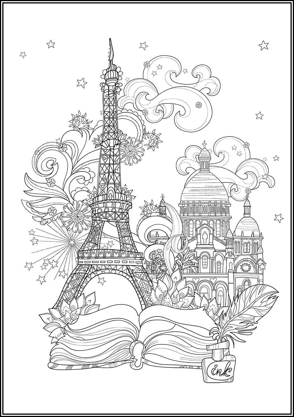 Eiffel Tower For Adults Coloring