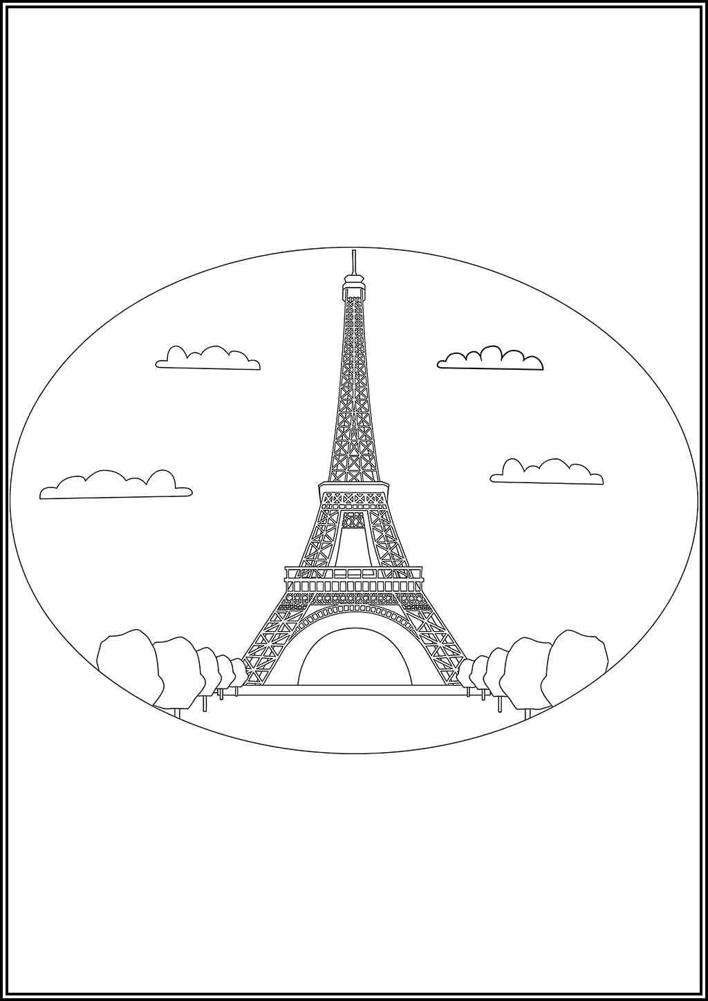 Eiffel Tower For Children Coloring