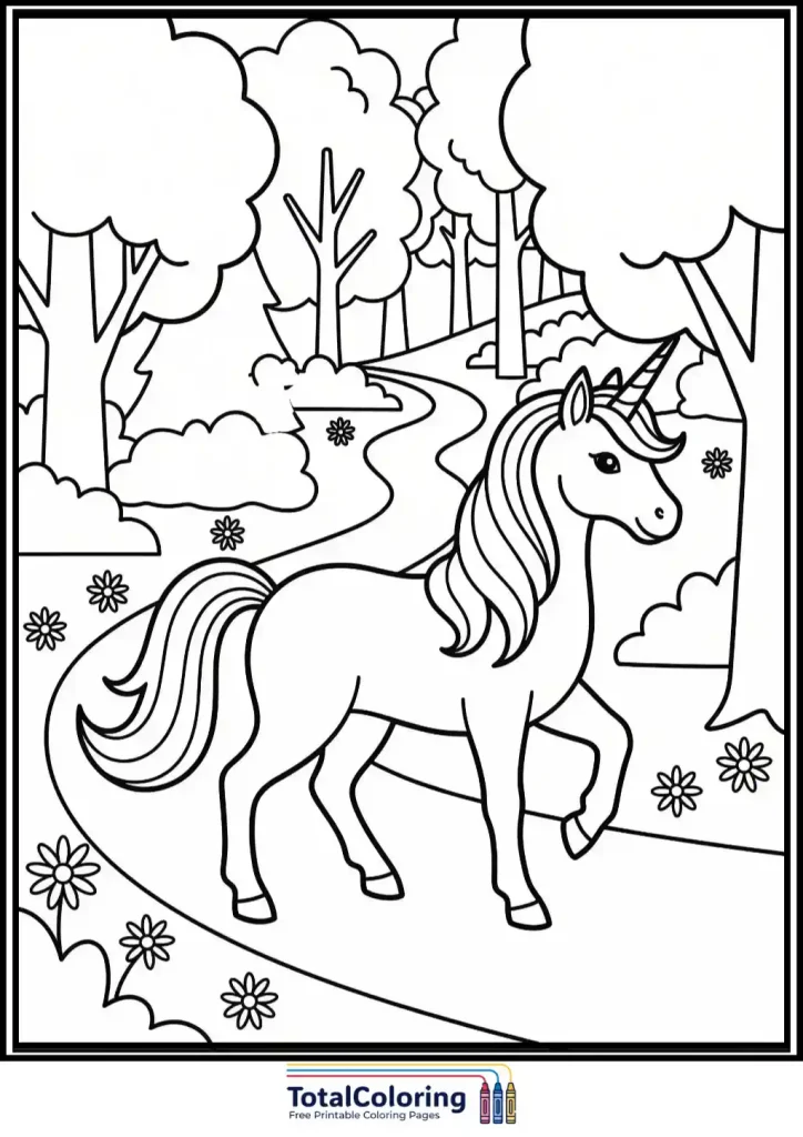 enchanted forest unicorn scene
