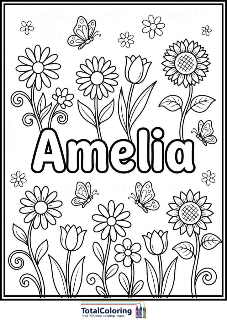 flowers amelia coloring page