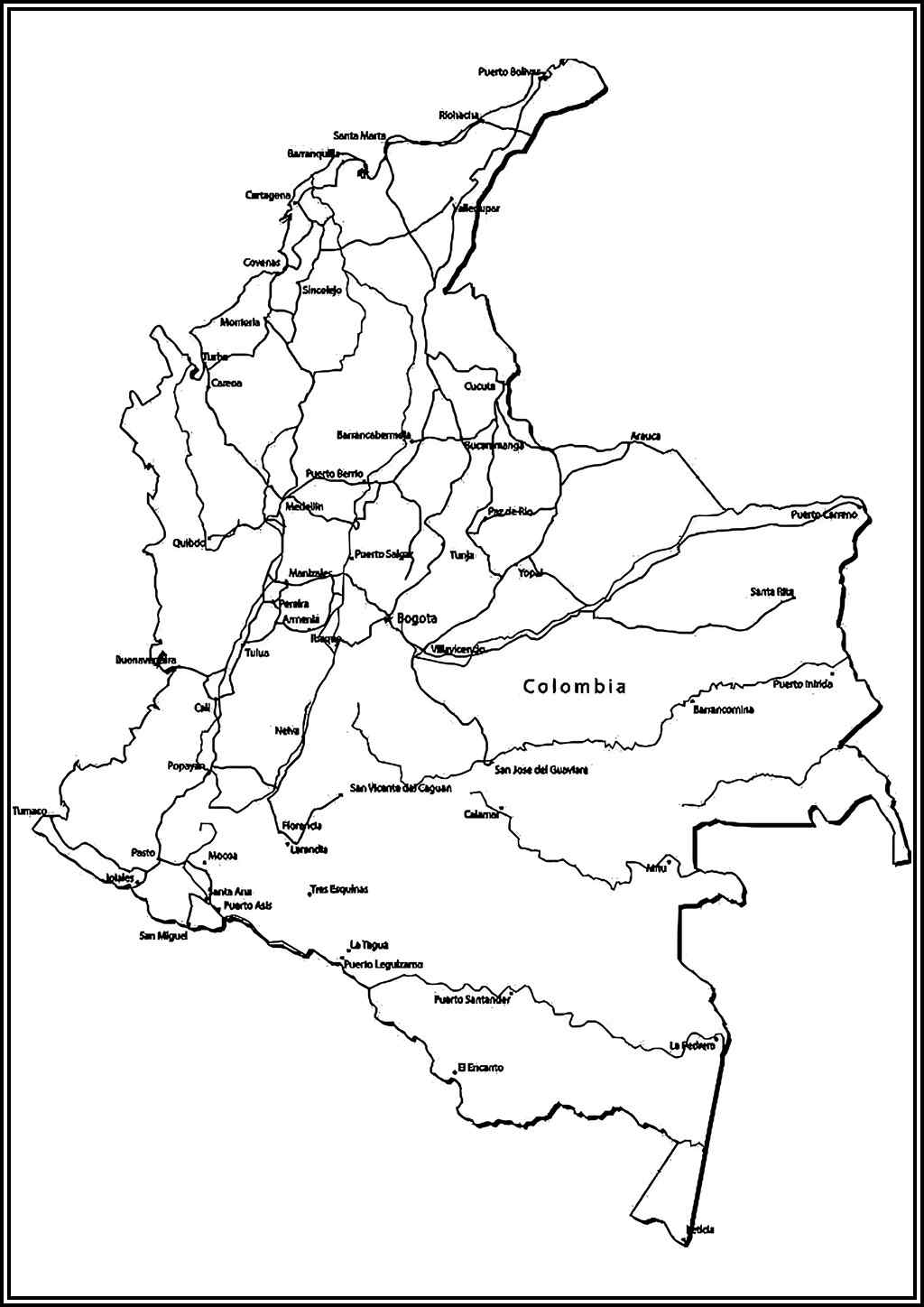 Free Printable Colombia Map Coloring