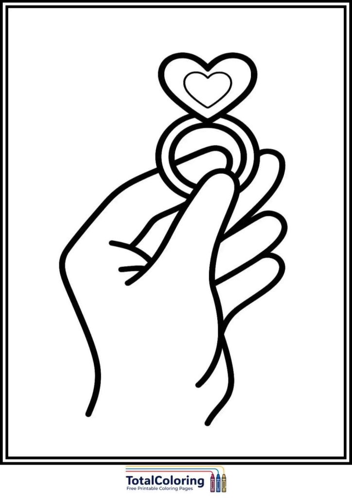 hand heart ring coloring page