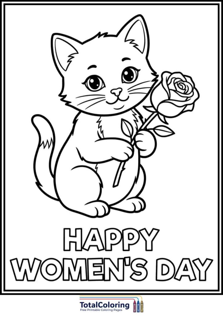 happy womens day sun and daisies coloring page
