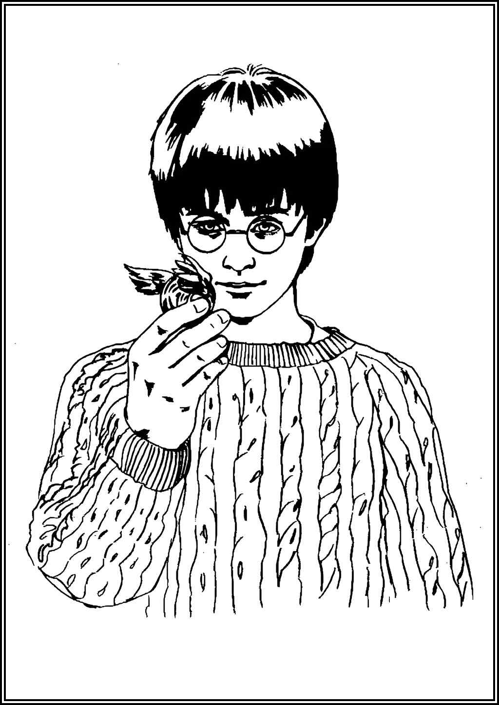 Harry Potter With Golden Snitch Coloring