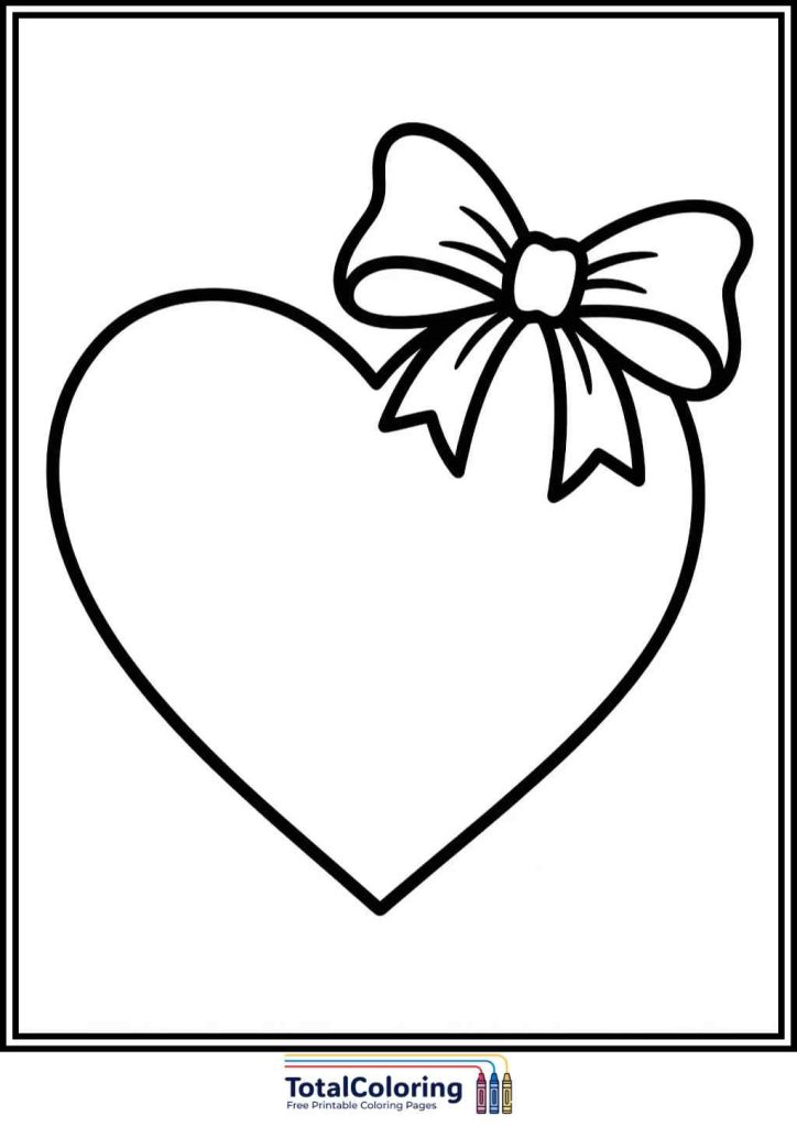 heart bow coloring page