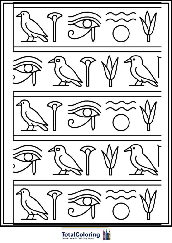 hieroglyph border pattern coloring page