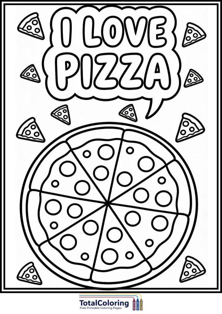 i love pizza bubble coloring page