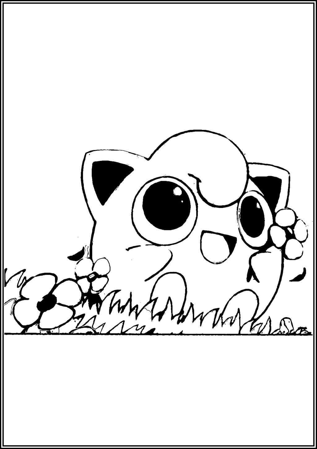 Jigglypuff And Flowers Coloring