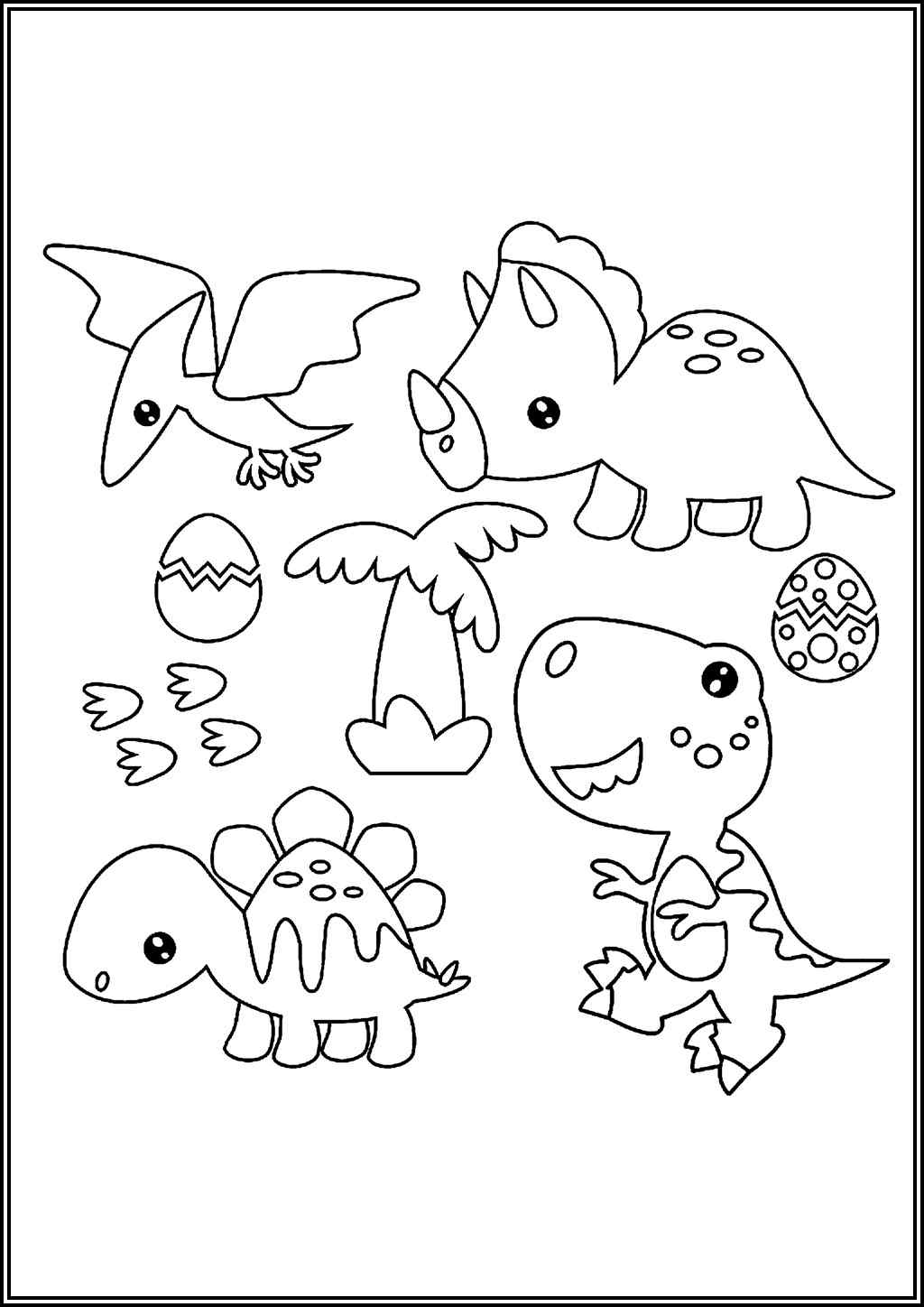 Kawaii Dinosaurs Coloring