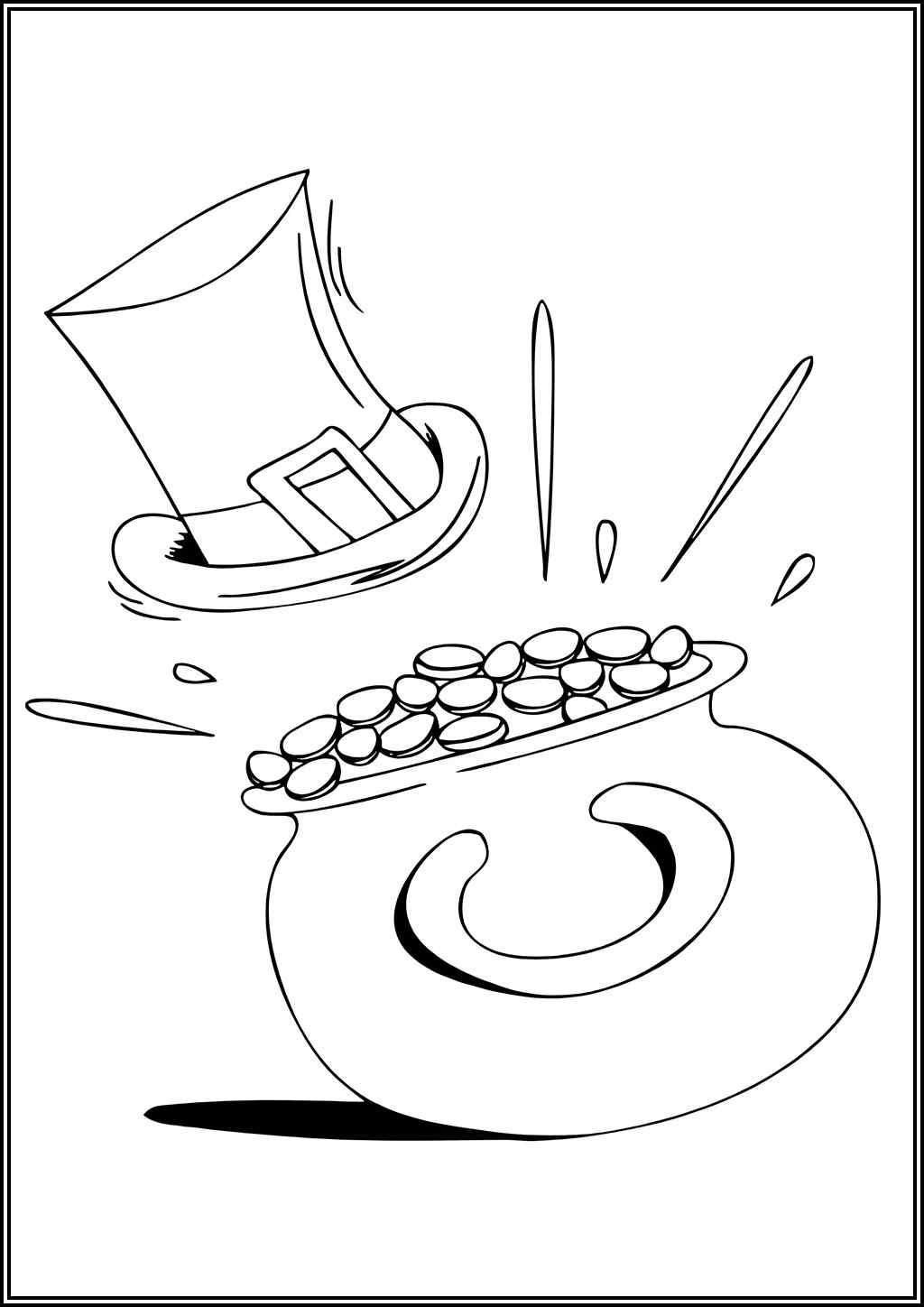 Leprechaun Hat And Pot Of Gold Coloring