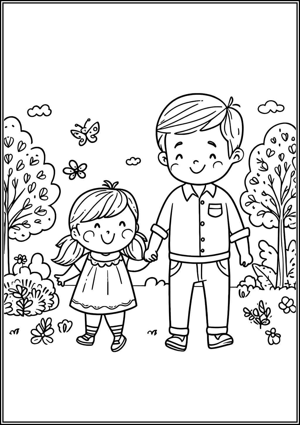 Little Daughter And Dad Coloring