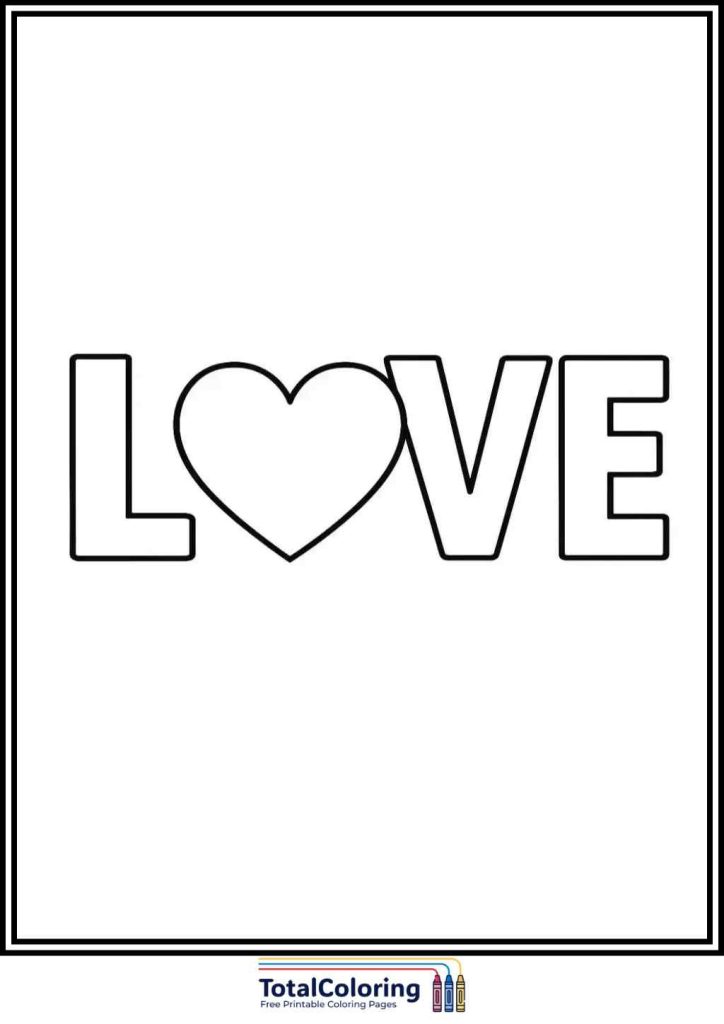 love text coloring page