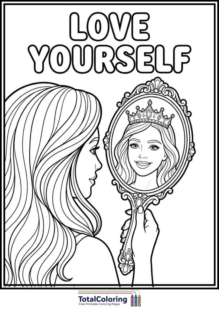 love yourself womens day coloring page