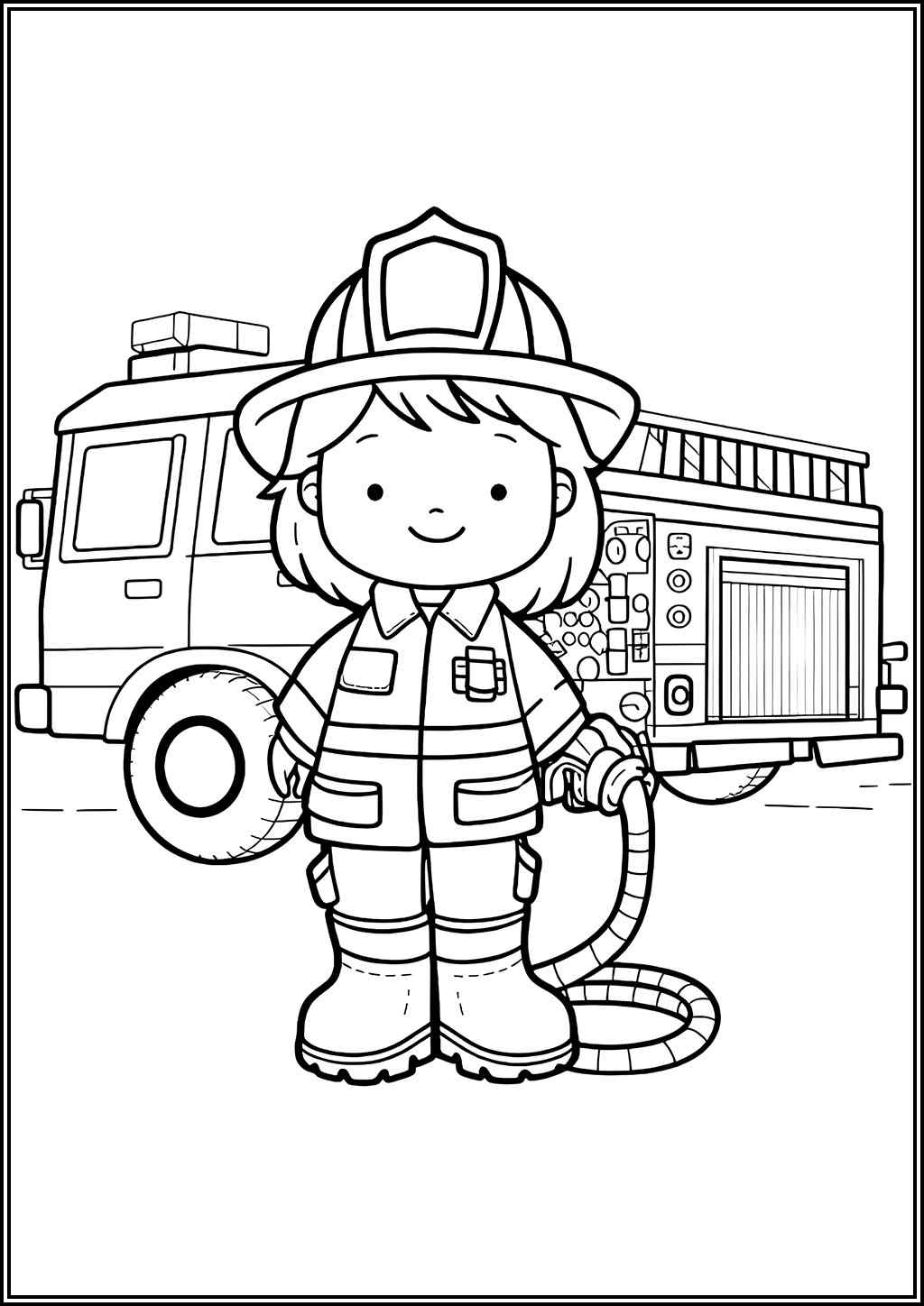Lovely Firefighter Coloring