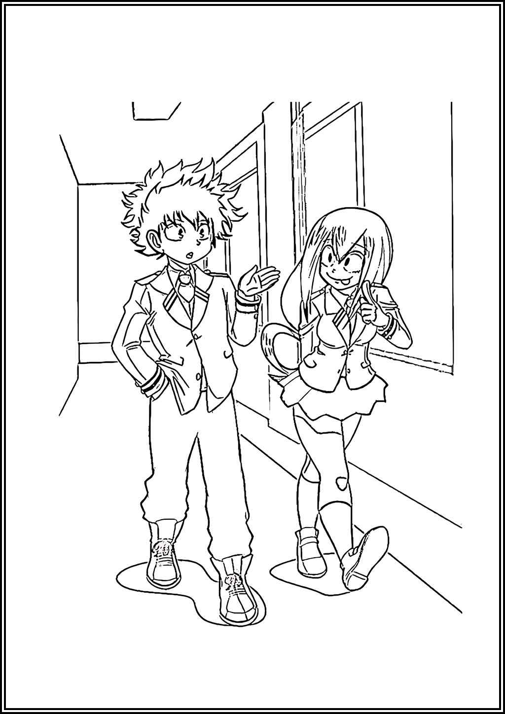 Midoriya And Asui Coloring