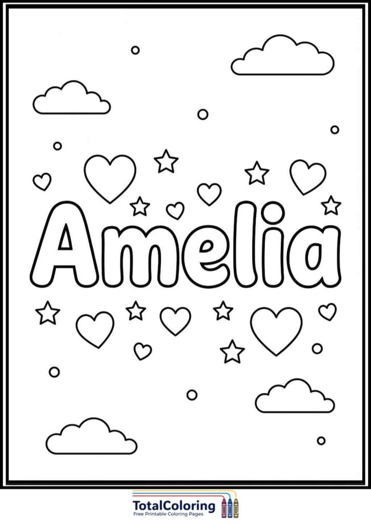 name amelia coloring page