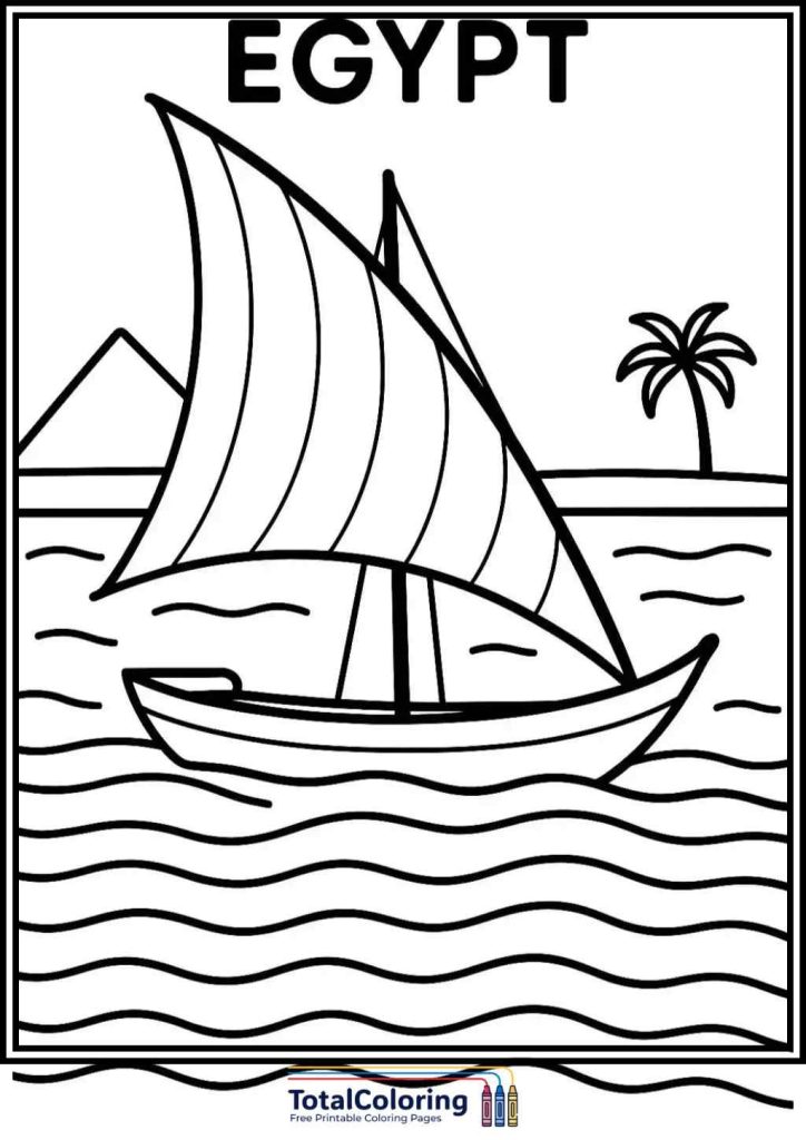 nile felucca boat coloring page
