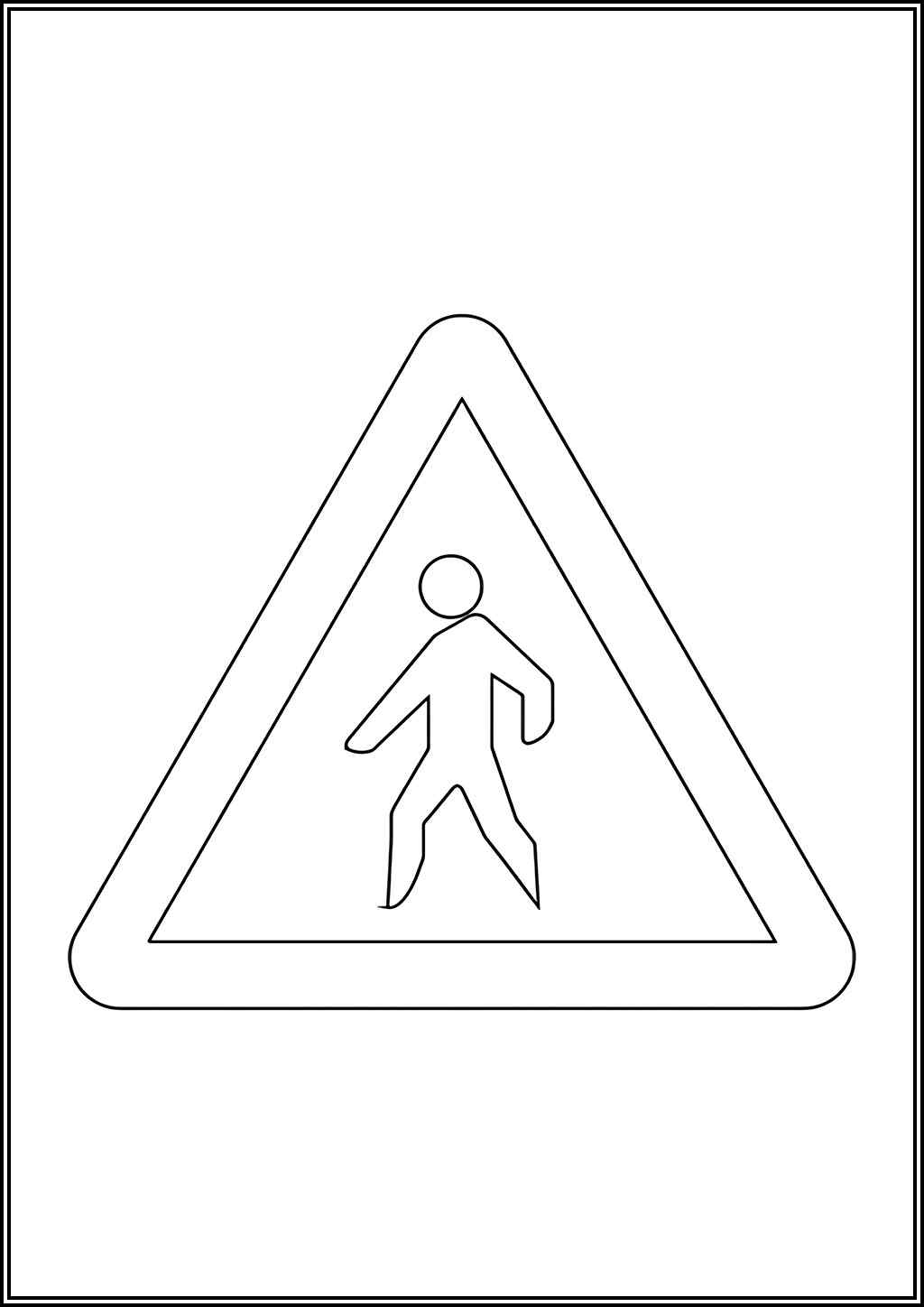 Pedestrian Crossing Ahead Road Sign Coloring