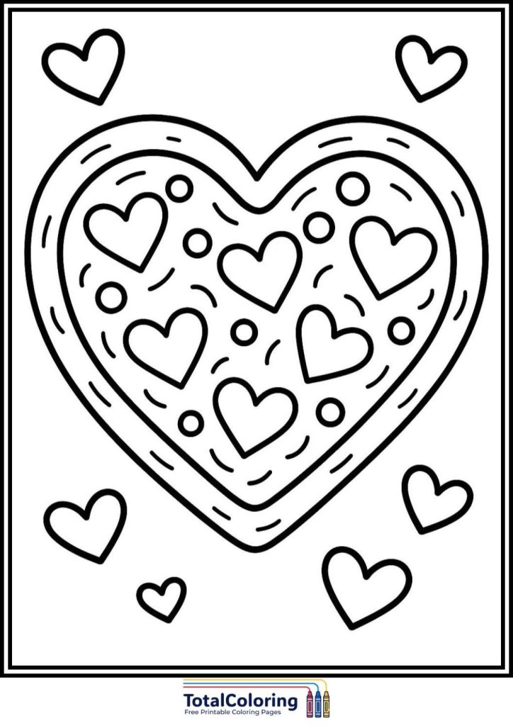 pizza heart shaped coloring page