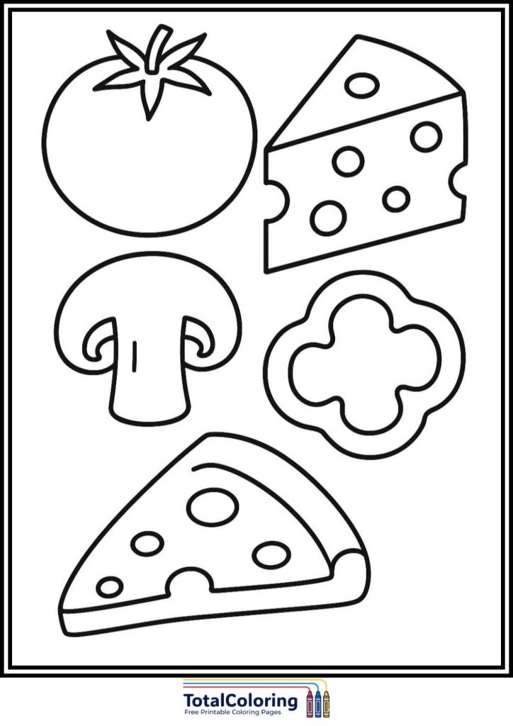 pizza ingredients coloring page