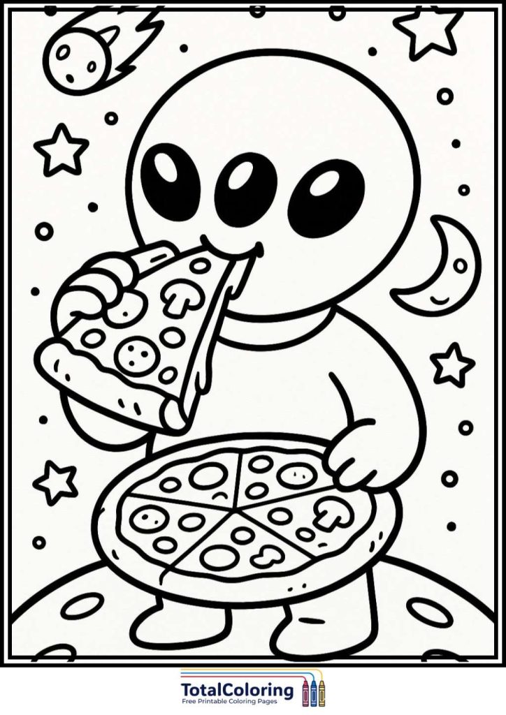 pizza party table coloring page