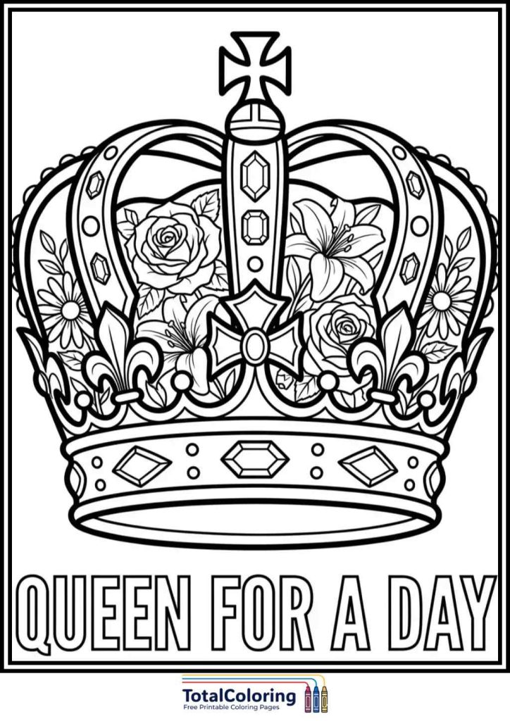 queen for a day crown coloring page