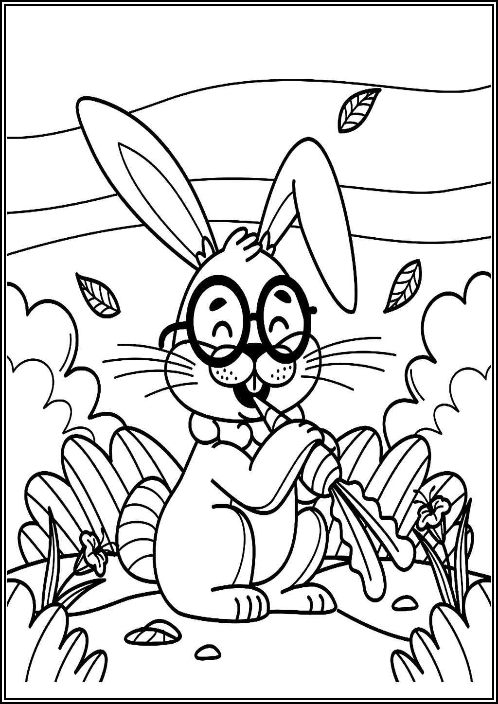 Rabbit With Glasses Coloring