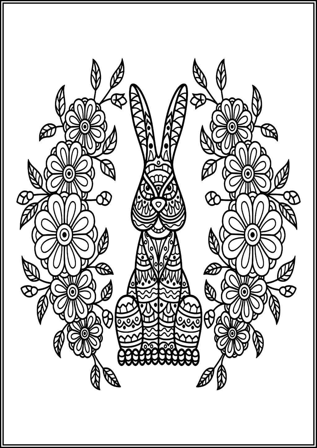 Rabbit Zentangle For Adults Coloring