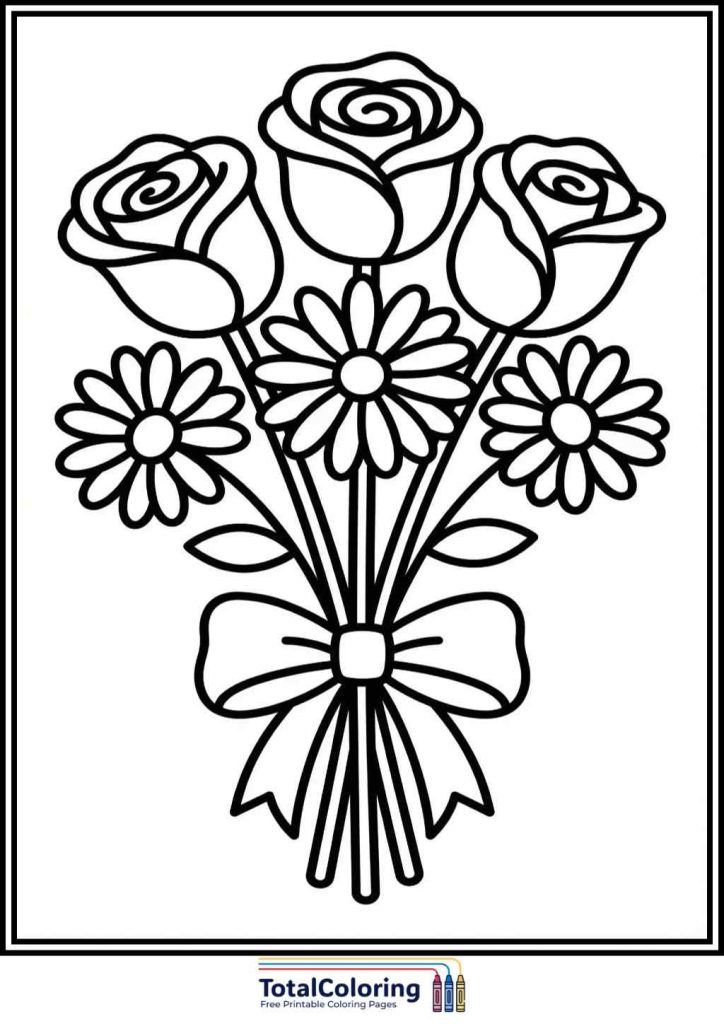rose bouquet coloring page